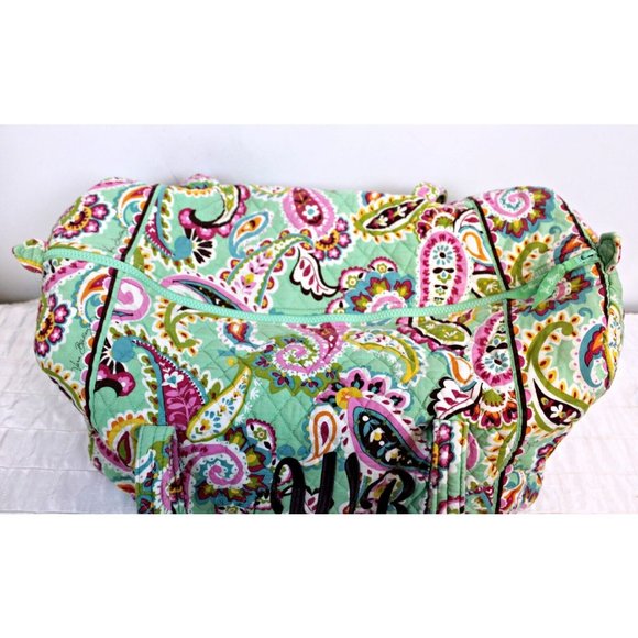 Vera Bradley Duffle Bag Green Paisley Tutti Frutti Spring 2013 Floral Overnight - Picture 5 of 12